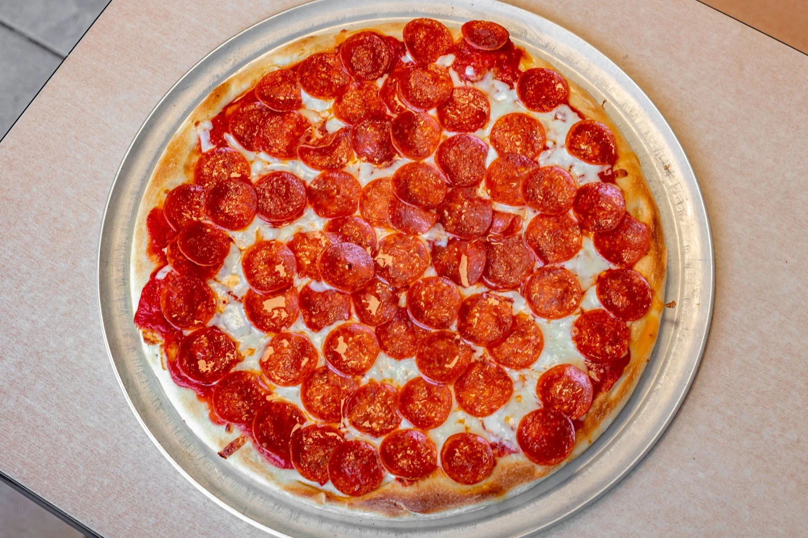 Pepperoni deep-dish pizza